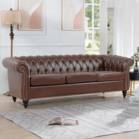 GEITIN 84.65 Canapé Chesterfield 3 places avec accoudoirs arrondis en PU