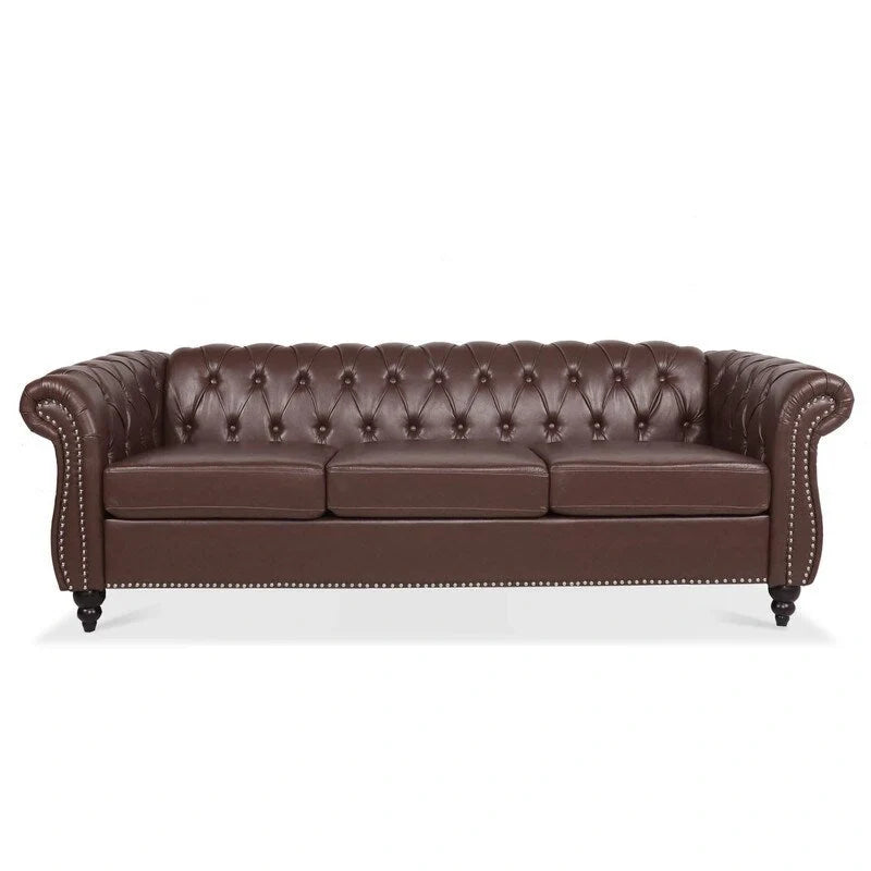 GEITIN 84.65 Canapé Chesterfield 3 places avec accoudoirs arrondis en PU
