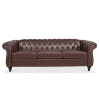 GEITIN 84.65 Canapé Chesterfield 3 places avec accoudoirs arrondis en PU