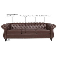 GEITIN 84.65 Canapé Chesterfield 3 places avec accoudoirs arrondis en PU