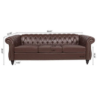 GEITIN 84.65 Canapé Chesterfield 3 places avec accoudoirs arrondis en PU