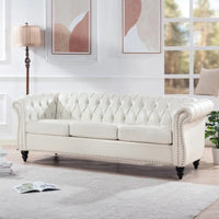 GEITIN 84.65 Canapé Chesterfield 3 places avec accoudoirs arrondis en PU