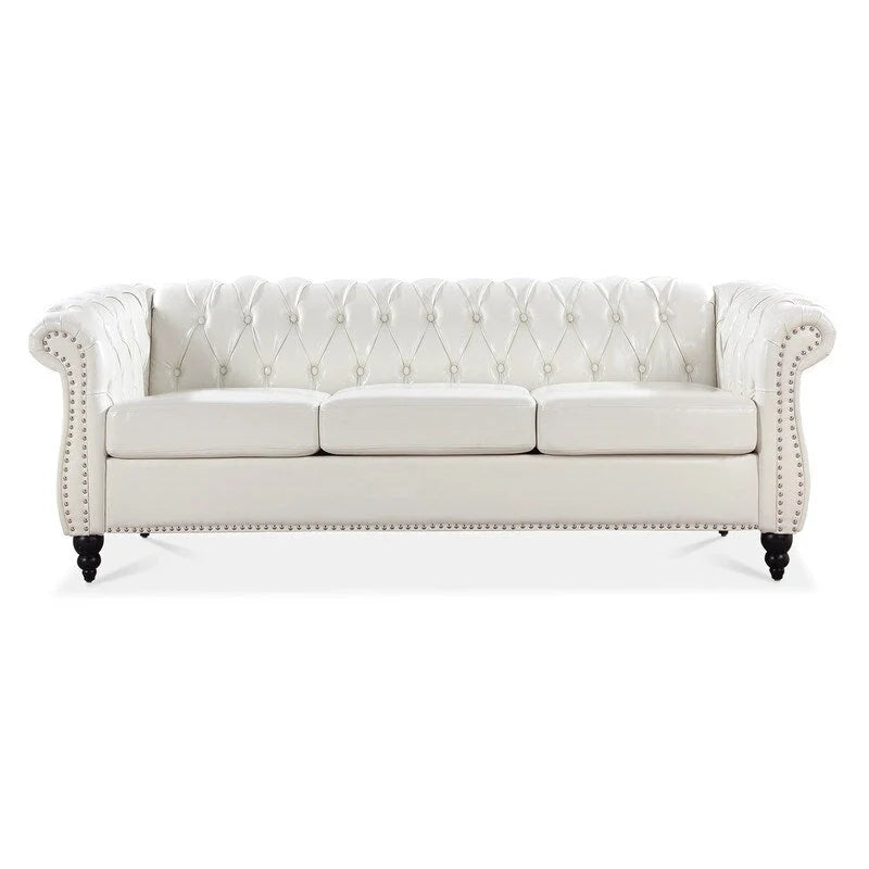 GEITIN 84.65 Canapé Chesterfield 3 places avec accoudoirs arrondis en PU