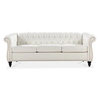 GEITIN 84.65 Canapé Chesterfield 3 places avec accoudoirs arrondis en PU