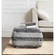 Pouf ottoman carré rayé gris tissé à la main Jani de 61 cm – Repose-pieds élégant pour salon, chambre à coucher