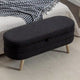 Banc de rangement en tissu bouclé avec pieds en bois pour salon, chambre à coucher, intérieur, noir