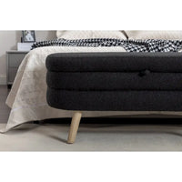 Banc de rangement en tissu bouclé avec pieds en bois pour salon, chambre à coucher, intérieur, noir
