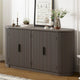 Meuble de rangement vertical rayé avec poignées métalliques, réglable, adapté au bureau, à l'entrée et au salon