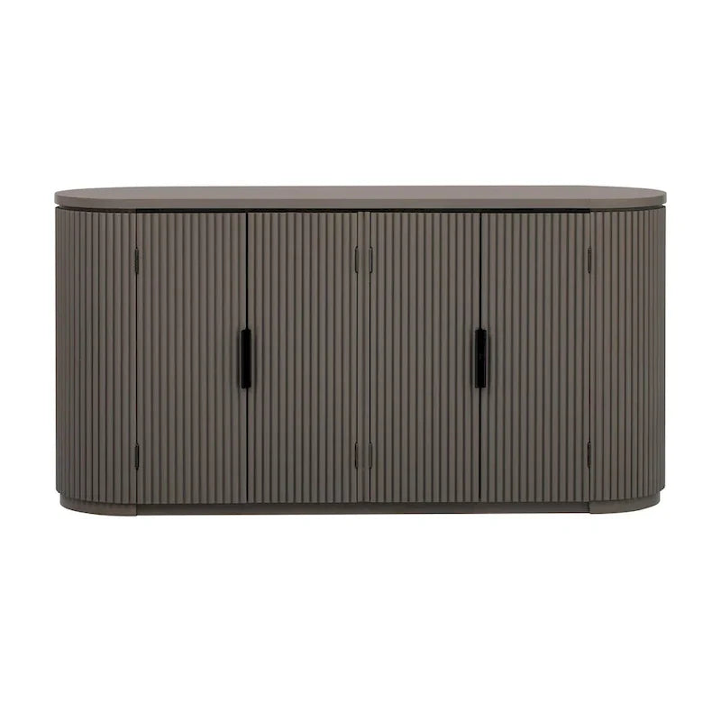 Meuble de rangement vertical rayé avec poignées métalliques, réglable, adapté au bureau, à l'entrée et au salon