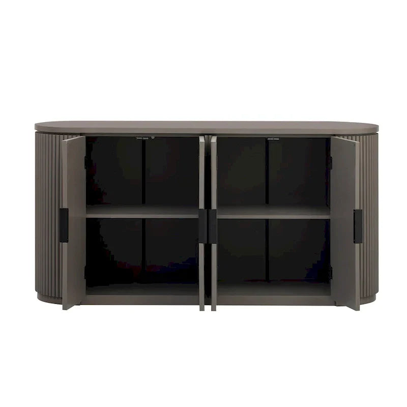Meuble de rangement vertical rayé avec poignées métalliques, réglable, adapté au bureau, à l'entrée et au salon