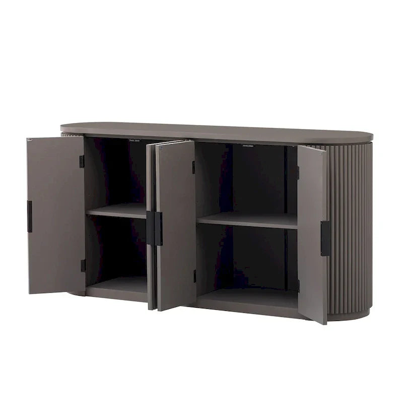 Meuble de rangement vertical rayé avec poignées métalliques, réglable, adapté au bureau, à l'entrée et au salon