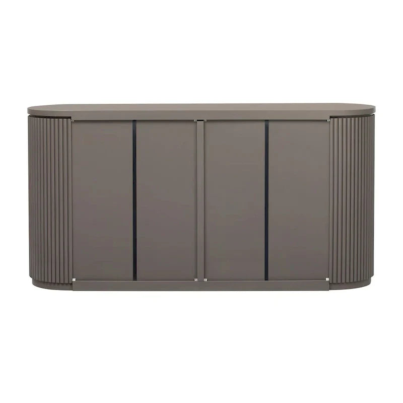 Meuble de rangement vertical rayé avec poignées métalliques, réglable, adapté au bureau, à l'entrée et au salon