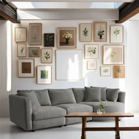 Trois canapés combinés d'intérieur rembourrés avec 3 coussins et assise courbée