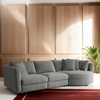 Trois canapés combinés d'intérieur rembourrés avec 3 coussins et assise courbée