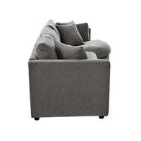 Trois canapés combinés d'intérieur rembourrés avec 3 coussins et assise courbée