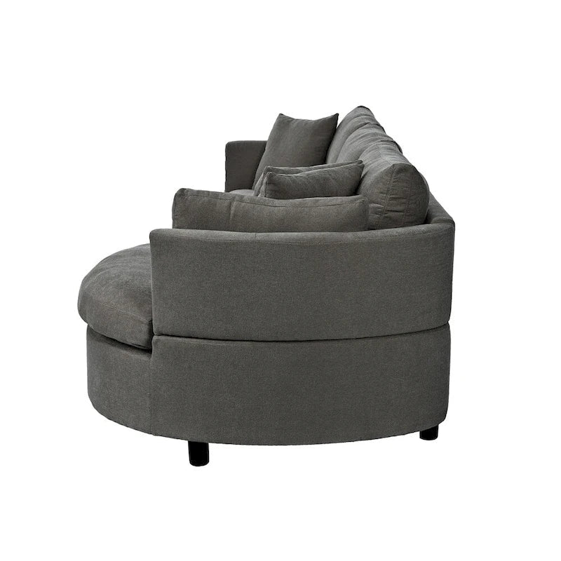 Trois canapés combinés d'intérieur rembourrés avec 3 coussins et assise courbée