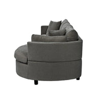 Trois canapés combinés d'intérieur rembourrés avec 3 coussins et assise courbée