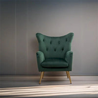 Fauteuil d'appoint à oreilles en velours capitonné