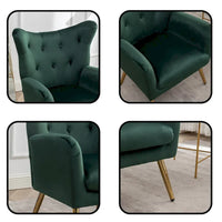 Fauteuil d'appoint à oreilles en velours capitonné