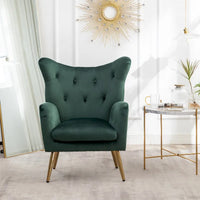 Fauteuil d'appoint à oreilles en velours capitonné