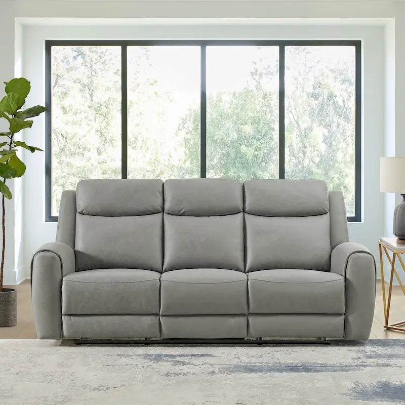 Canapé inclinable manuel transitionnel Roundhill Furniture Wesley, gris