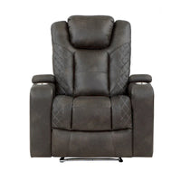 Fauteuil Inclinable Électrique Mia 40 pouces, Similicuir Gris, LED, USB, Porte-Gobelets
