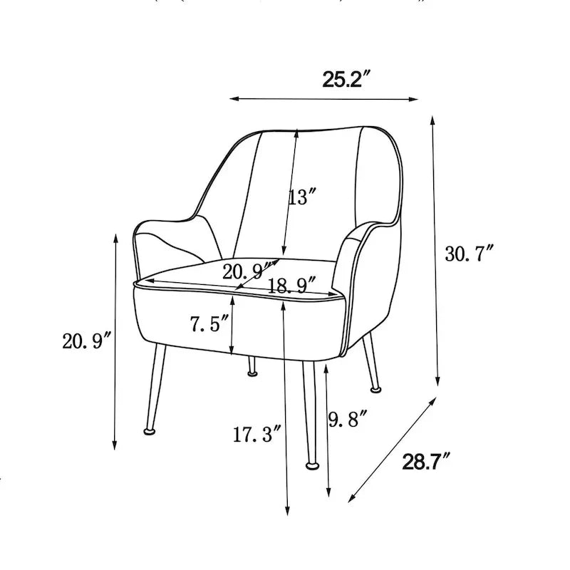 Fauteuil à accoudoirs moderne mid-century pour salon et chambre