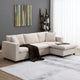 Canapé Sectionnel Moderne Forme L, 2 Coussins Gratuits, Ensemble Canapé 4 places en Tissu Polyester, Pouf, Beige
