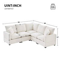 Canapé Modulable Moderne Forme L, Ensemble Canapé Sectionnel en Chenille avec 2 Coussins