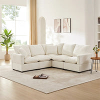 Canapé Modulable Moderne Forme L, Ensemble Canapé Sectionnel en Chenille avec 2 Coussins