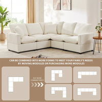 Canapé Modulable Moderne Forme L, Ensemble Canapé Sectionnel en Chenille avec 2 Coussins