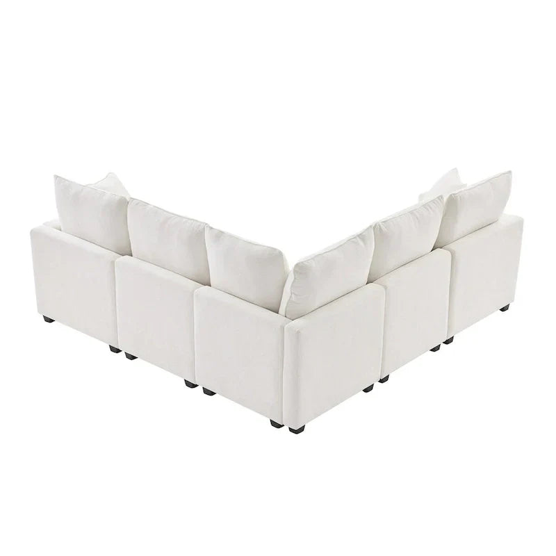 Canapé Modulable Moderne Forme L, Ensemble Canapé Sectionnel en Chenille avec 2 Coussins