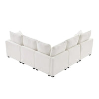 Canapé Modulable Moderne Forme L, Ensemble Canapé Sectionnel en Chenille avec 2 Coussins