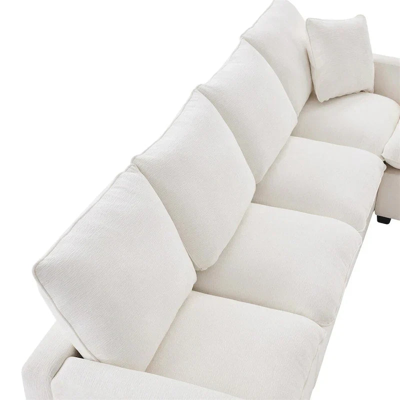 Canapé Modulable Moderne Forme L, Ensemble Canapé Sectionnel en Chenille avec 2 Coussins