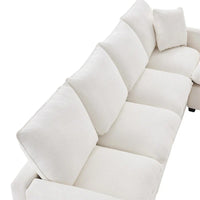 Canapé Modulable Moderne Forme L, Ensemble Canapé Sectionnel en Chenille avec 2 Coussins