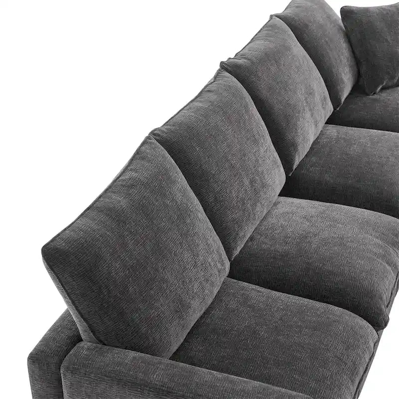 Canapé Modulable Moderne Forme L, Ensemble Canapé Sectionnel en Chenille avec 2 Coussins