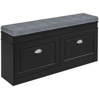 Banc porte-chaussures avec coussin, 2 tiroirs et étagère réglable