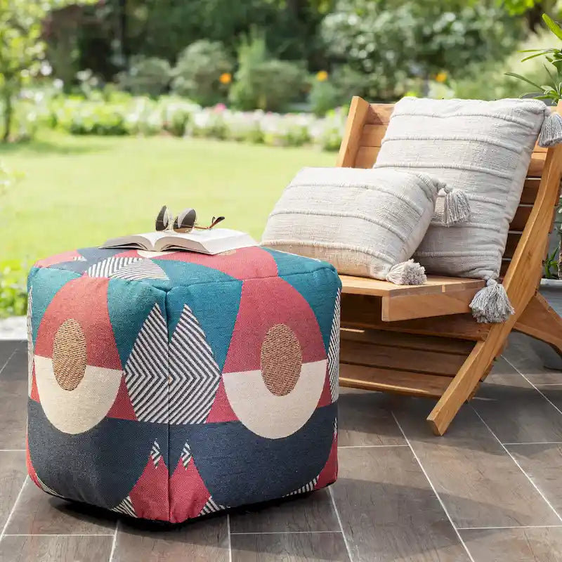 Pouf/Ottoman carré intérieur/extérieur Jani Martinique 18 x 18 x 18