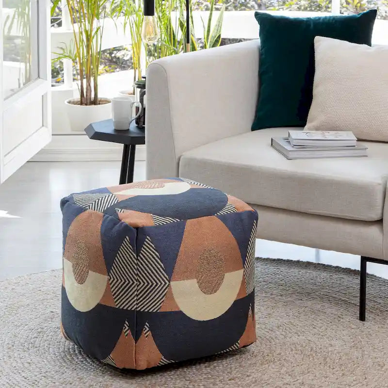 Pouf/Ottoman carré intérieur/extérieur Jani Martinique 18 x 18 x 18