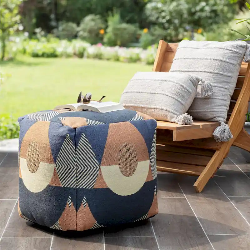 Pouf/Ottoman carré intérieur/extérieur Jani Martinique 18 x 18 x 18