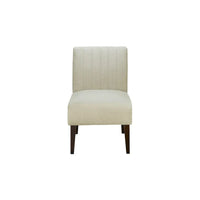 Fauteuil d'appoint Paula 30 po, tissu blanc, dossier capitonné cannelé, bois brun