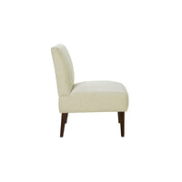 Fauteuil d'appoint Paula 30 po, tissu blanc, dossier capitonné cannelé, bois brun