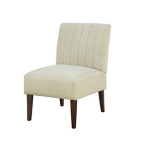 Fauteuil d'appoint Paula 30 po, tissu blanc, dossier capitonné cannelé, bois brun