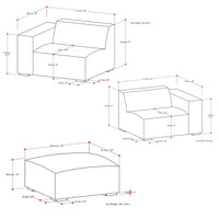 Ensemble modulaire canapé 2 places et pouf WYNDENHALL Biggs