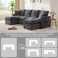 Canapé Modulable Moderne 6 Places en Forme de U à Libre Combinaison, Ensemble Canapé Sectionnel avec 2 Coussins