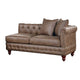 Simi Méridienne à un accoudoir 61 pouces, 2 coussins, bordure à clous, similicuir brun