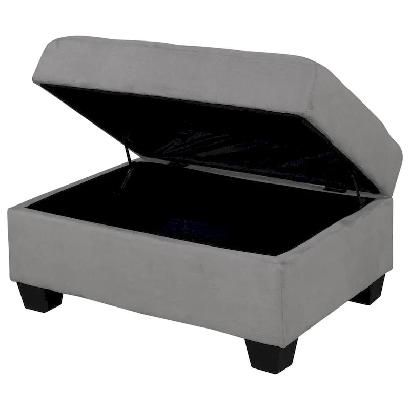 Canapé d'angle moderne en L de 112 pouces avec méridienne réversible, pouf de rangement et deux porte-gobelets - 112L x 80P x 33,7H