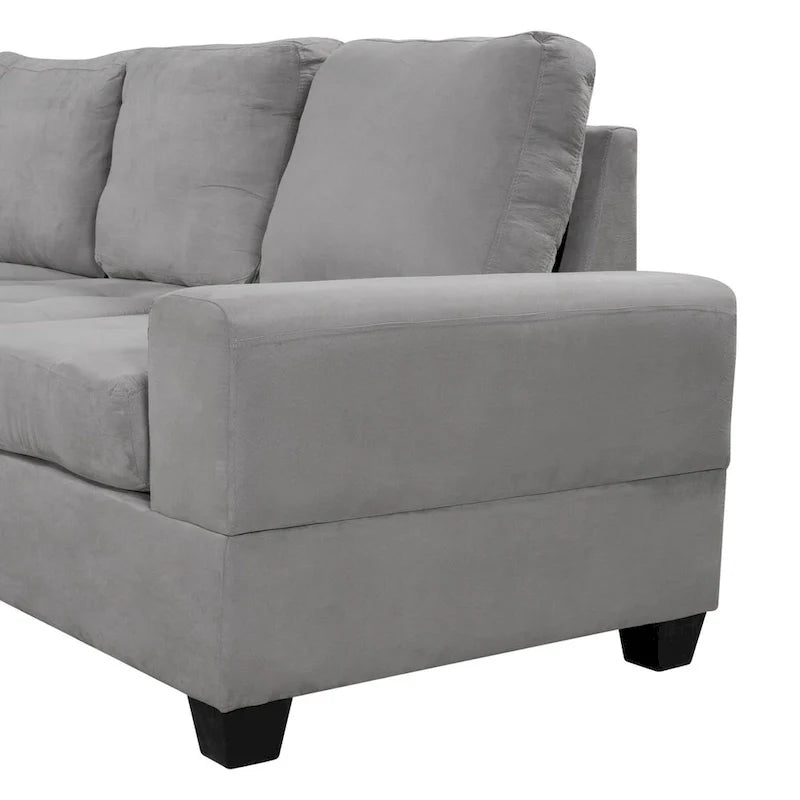 Canapé d'angle moderne en L de 112 pouces avec méridienne réversible, pouf de rangement et deux porte-gobelets - 112L x 80P x 33,7H
