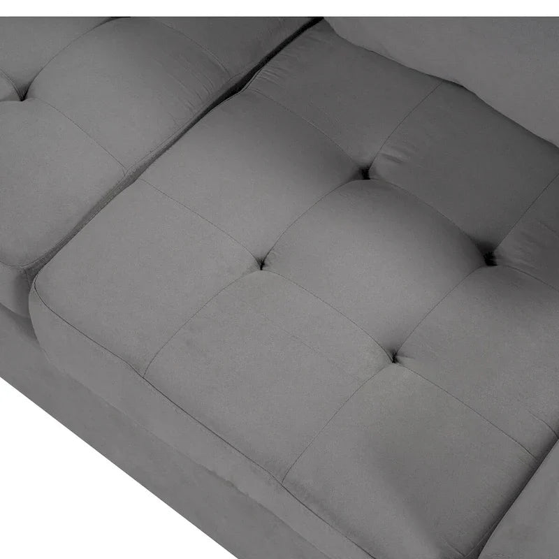 Canapé d'angle moderne en L de 112 pouces avec méridienne réversible, pouf de rangement et deux porte-gobelets - 112L x 80P x 33,7H