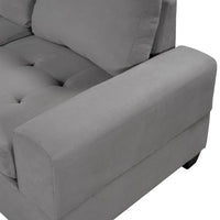 Canapé d'angle moderne en L de 112 pouces avec méridienne réversible, pouf de rangement et deux porte-gobelets - 112L x 80P x 33,7H
